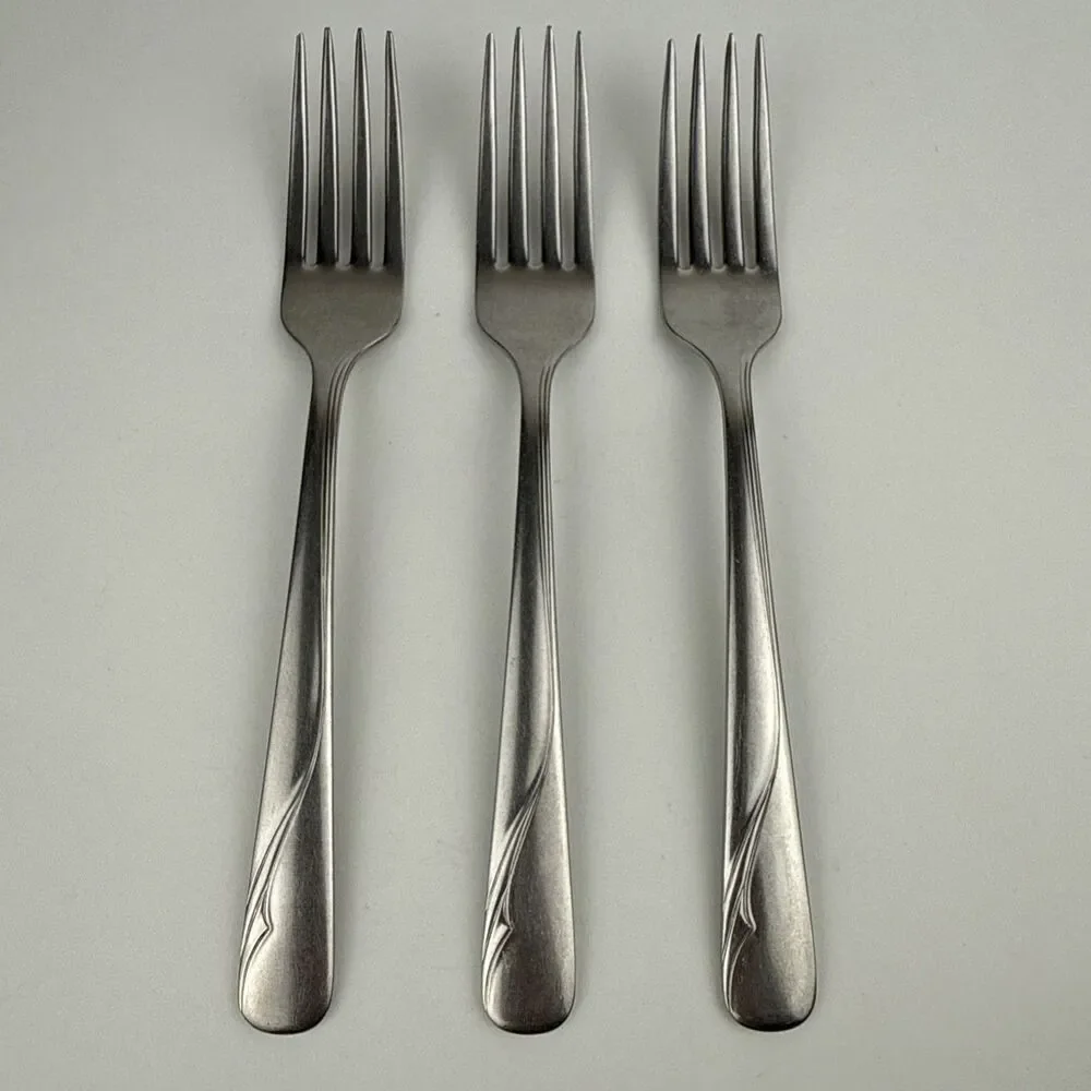 3 Vintage Oneida Ltd Oceanic Forks Set Stainless MCM Retro Lot
